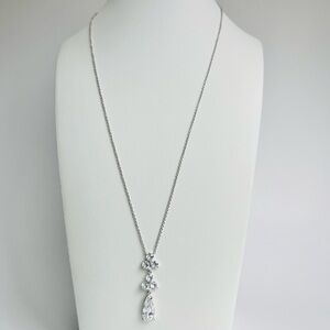 Eliot Danori Silver-Tone Mixed Stone Lariat Necklace 16”
